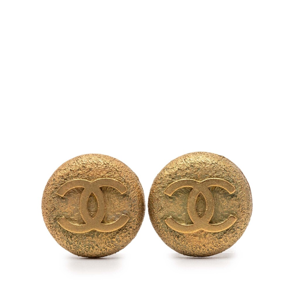 Pre-Loved Chanel Gold Plated CC Round Clip On Earrings